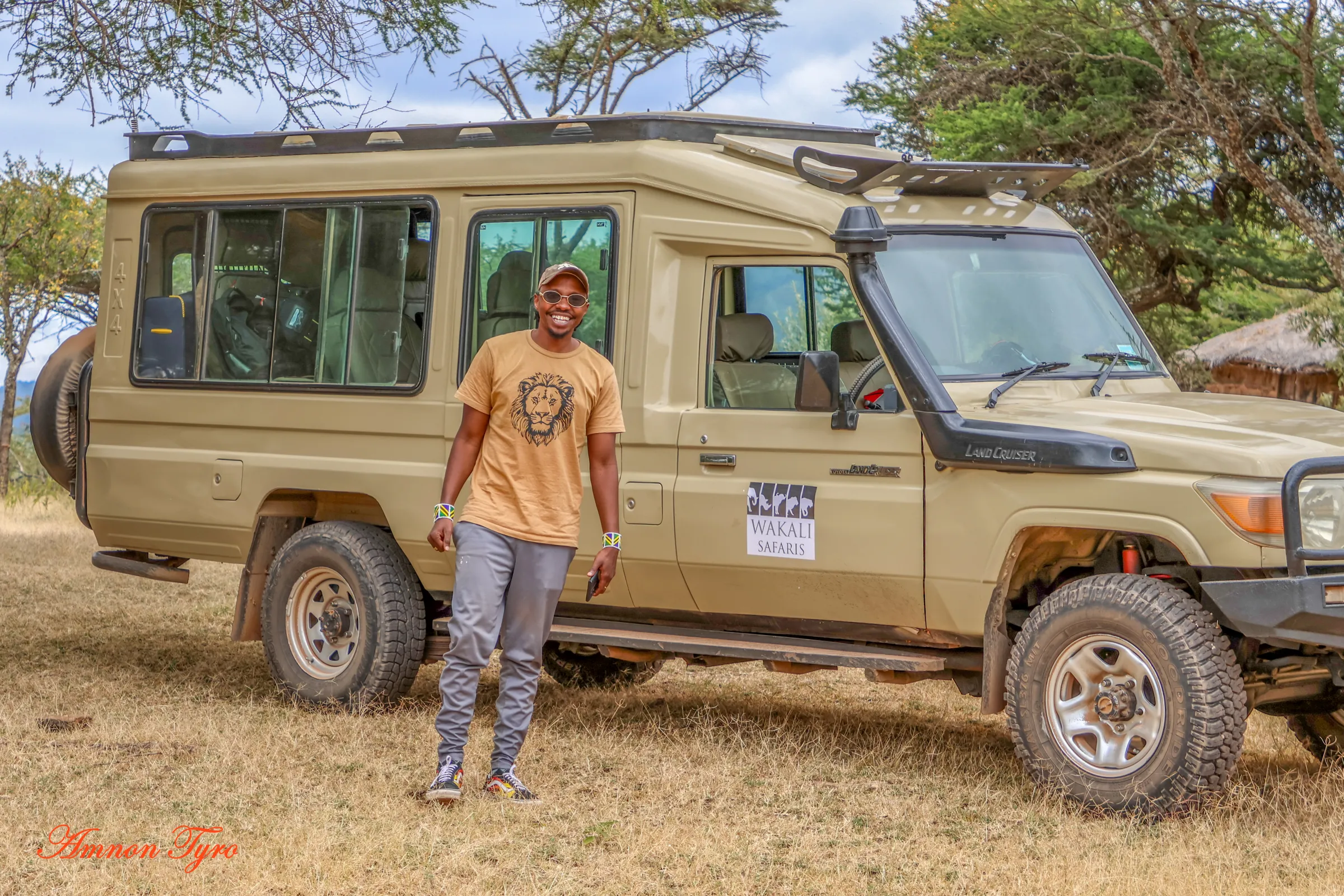 A Wakali Safaris guide with our own safari vehicle